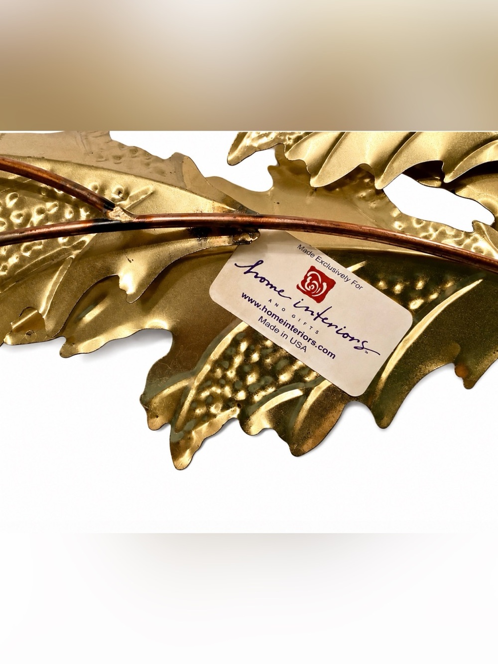 Home Interiors Metal Gold Tone Leaf Leaves Wall Hanging Art Decor Home 2 Vintage - Picture 9 of 10